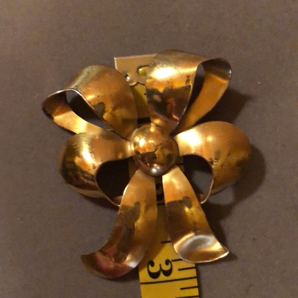 Monet Vintage Sterling Vermeil Bow Brooch - Picture 7 of 8